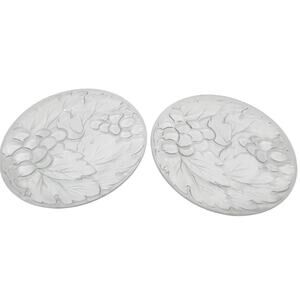 Set of 2 Vtg Clear Glass Salad Plates 7.25" KIG Indonesia Textured Grape Bunches